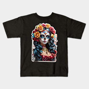 Sugar Skull girl, Dia de los Muertos Kids T-Shirt